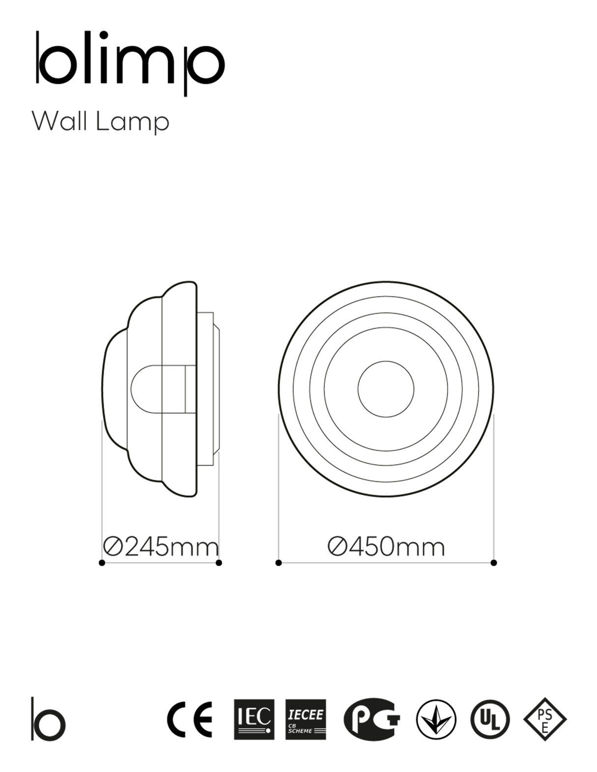 Bomma :: Lampa ścienna / kinkiet Blimp transparentna śr. 45 cm 