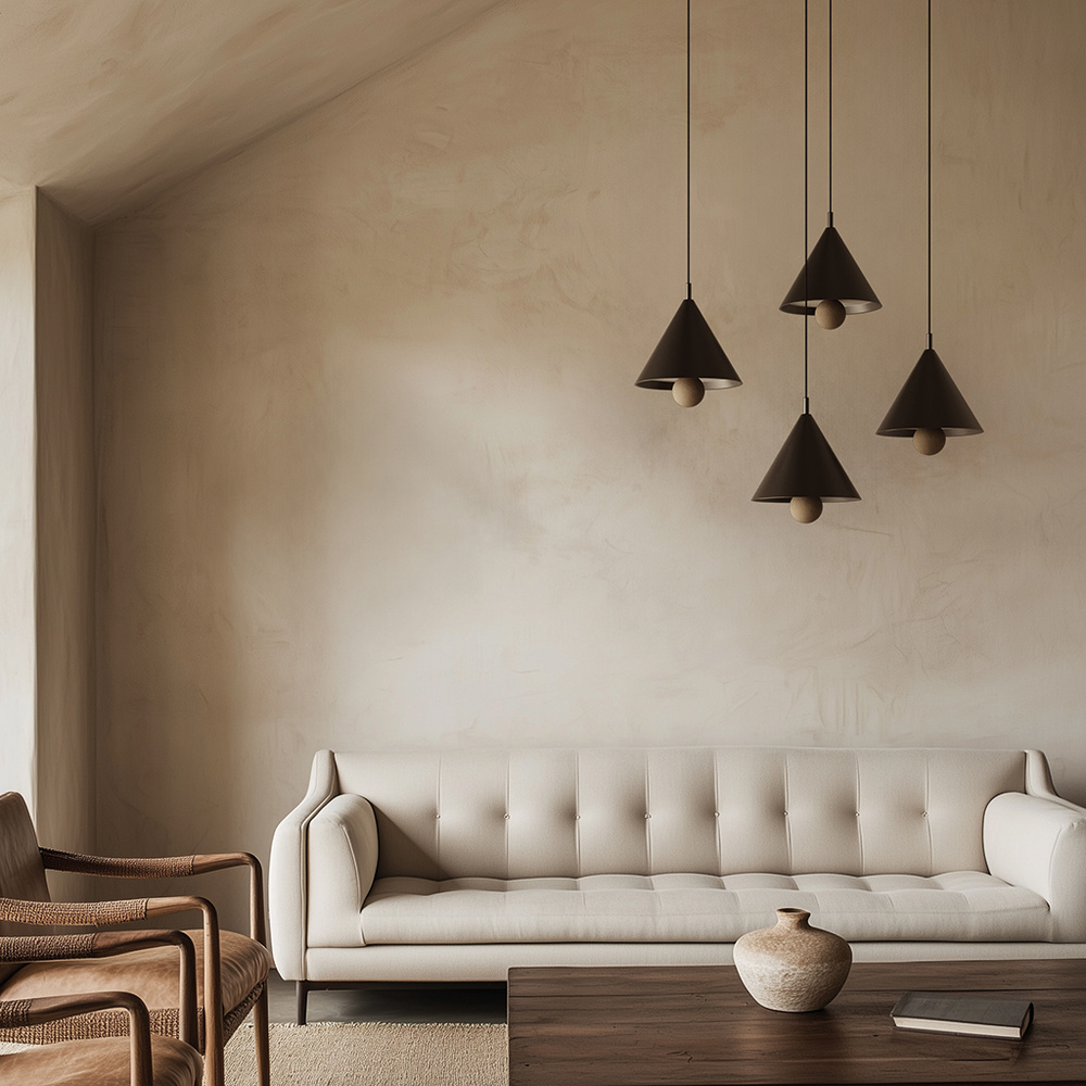 Aromas :: Lampa wisząca Marg śr. 30 cm metal taupe / kula trawertyn