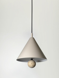 Aromas :: Lampa wisząca Marg śr. 30 cm metal taupe / kula trawertyn