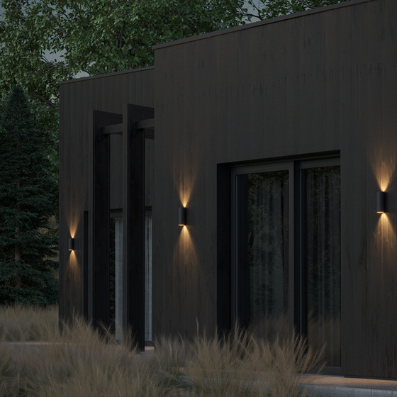 AQForm :: Lampa ścienna / kinkiet zewnętrzny Vip round up&down LED M927 64° Phase-Control wys. 18 cm czarna