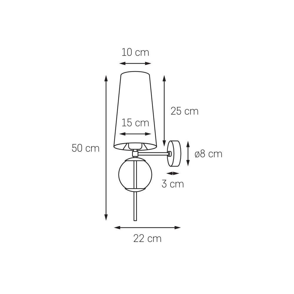 Kaspa :: Lampa ścienna / kinkiet Coco transparentno-złota wys. 50 cm