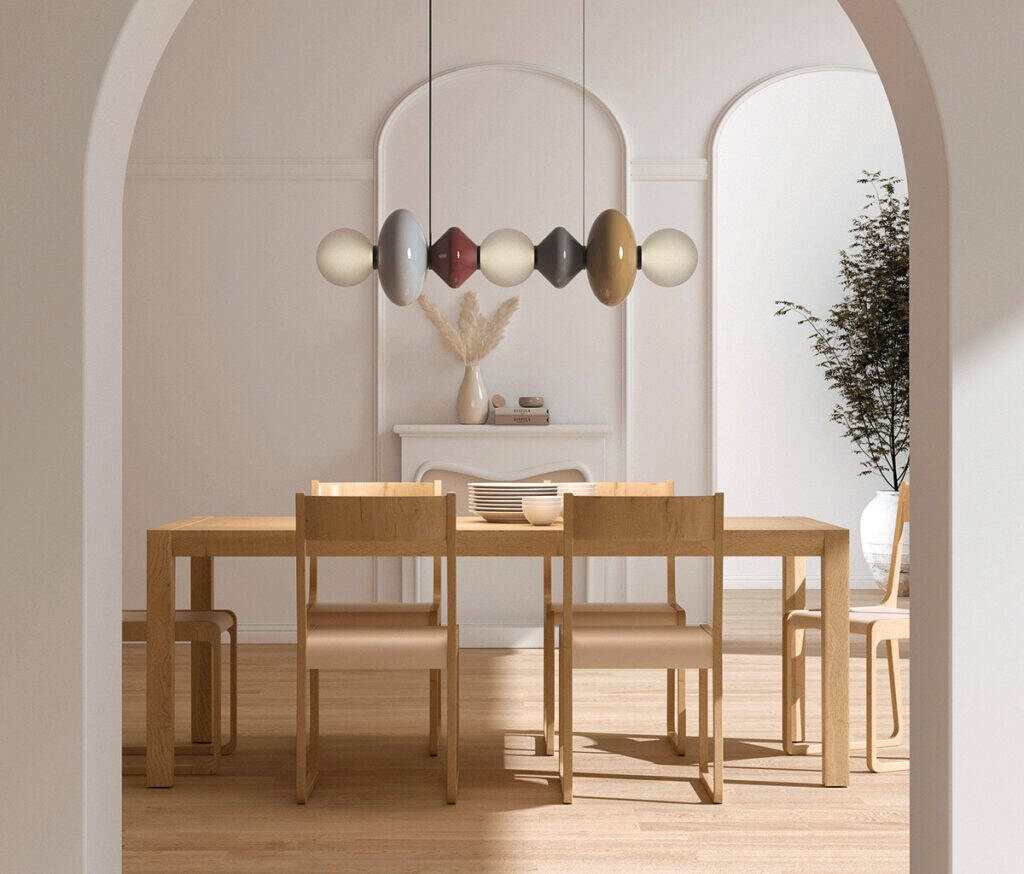 Aromas :: Lampa wisząca Mapi szer. 117 cm pozioma mleczno-transparentna