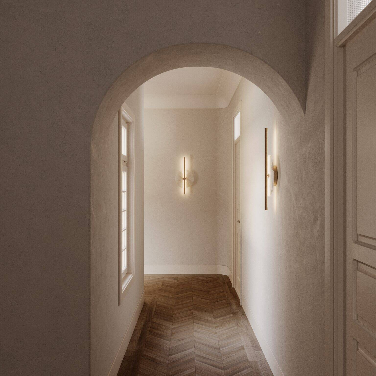 Aromas :: Lampa ścienna / kinkiet Point wys. 60 cm alabaster / czarny