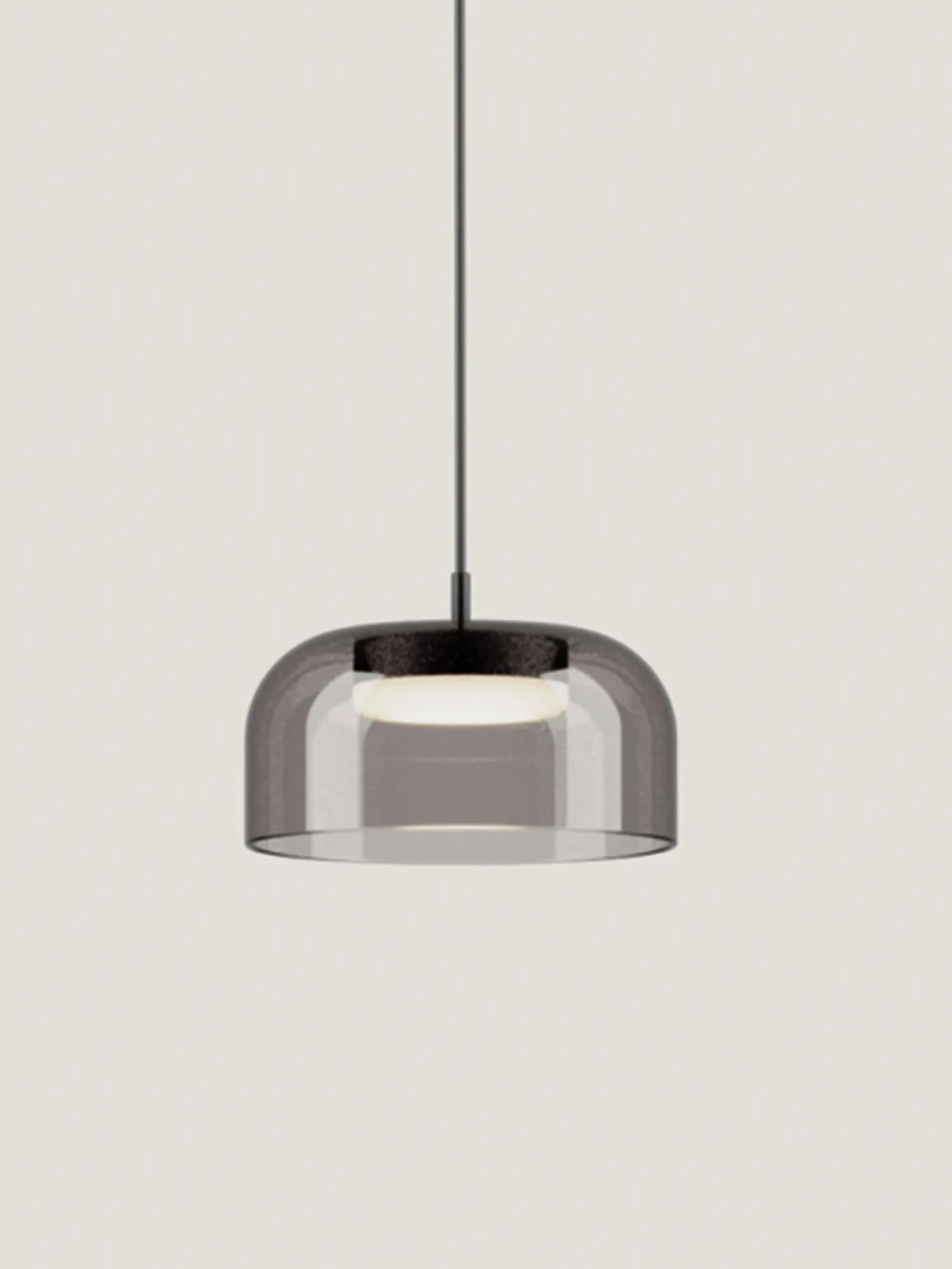 Aromas :: Lampa wisząca Ipon śr. 20 cm dymiony szary klosz / czarny metal