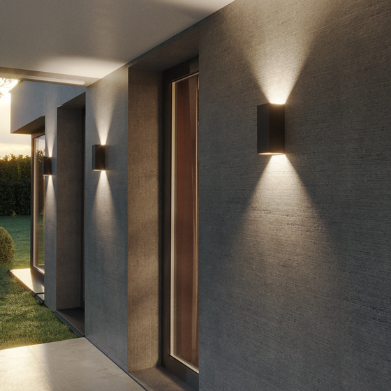 AQForm :: Lampa ścienna / kinkiet zewnętrzny Vip square up&down LED M927 60° Phase-Control wys. 20 cm czarny