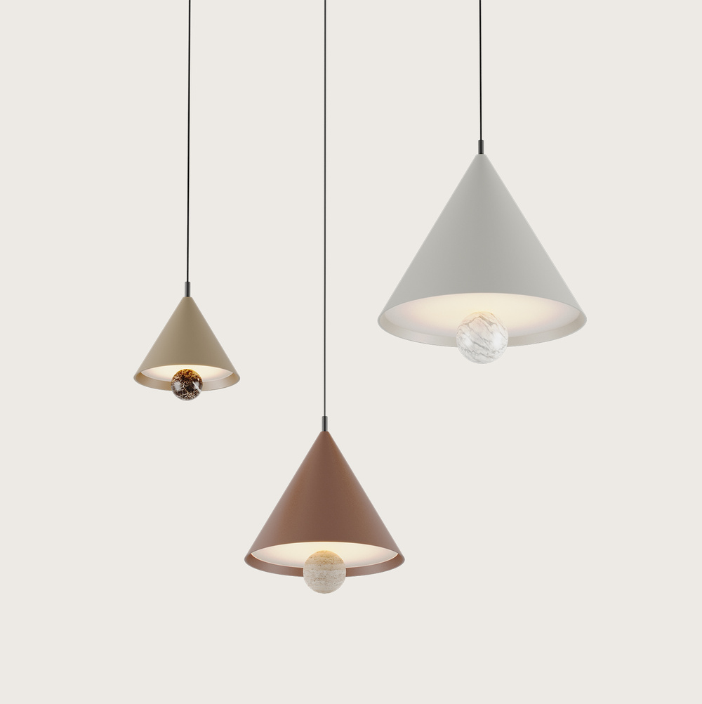 Aromas :: Lampa wisząca Marg śr. 30 cm jasnobrązowy klosz / brązowy marmur 