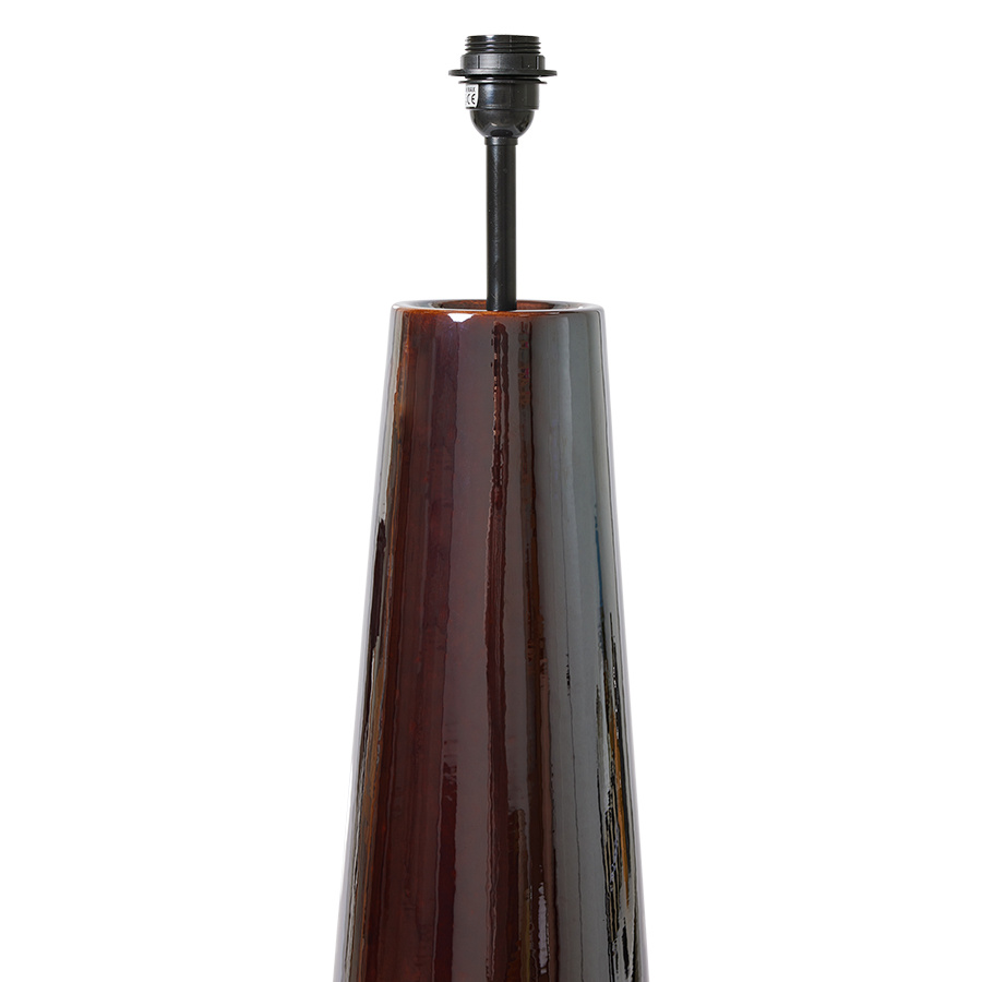 HKLiving: Lampa podłogowa z kloszem boucle wys. 150 cm kamionkowa brązowa z lnianym kloszem