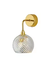 EBB & FLOW :: Lampa ścienna / kinkiet Rowan Crystal Swirl transparentno-złota śr. klosza 15 cm rozm. S