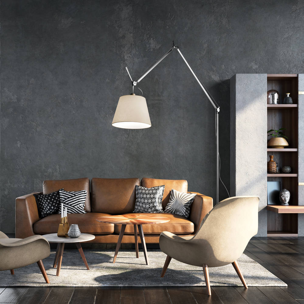 Artemide :: Lampa podłogowa Tolomeo Mega z włącznikiem on/off srebrna śr. 36 cm