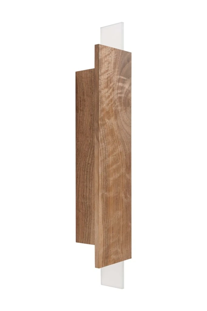 Loftlight :: Lampa ścienna / kinkiet Blaze wys. 53 cm szkło piaskowane drewno naturalne