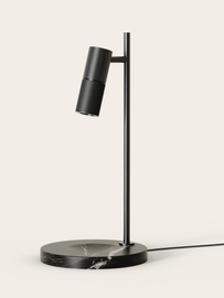 Aromas :: Lampa stołowa Tura C wys. 40 cm czarna skórzany klosz