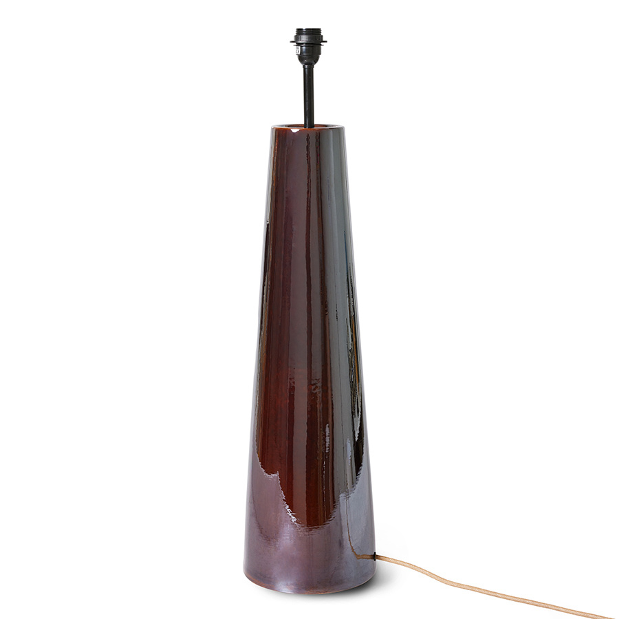 HKLiving: Lampa podłogowa z kloszem boucle wys. 150 cm kamionkowa brązowa z lnianym kloszem