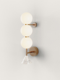 Aromas :: Lampa ścienna / kinkiet Soko 3 wys. 52 cm złoty metal / biały marmur