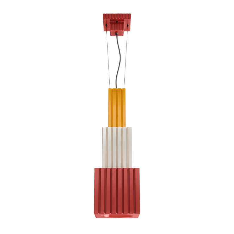 Ferroluce :: Lampa wisząca Metra wys. 66 cm czerwono-kremowo-żółta