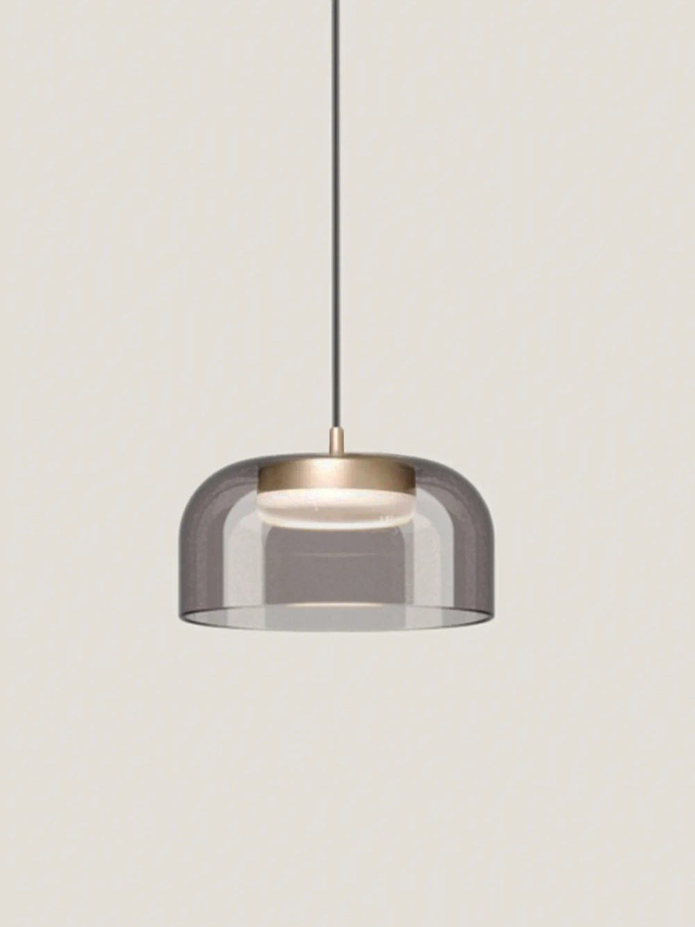 Aromas :: Lampa wisząca Ipon śr. 20 cm dymiony szary klosz / złoty metal