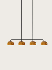 Aromas :: Lampa wisząca Ipon 4 klosze szer. 130 cm bursztynowe klosze/ czarny metal