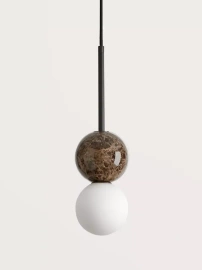 Aromas :: Lampa wisząca Dalt brązowy marmur / czarny metal śr. 10 cm