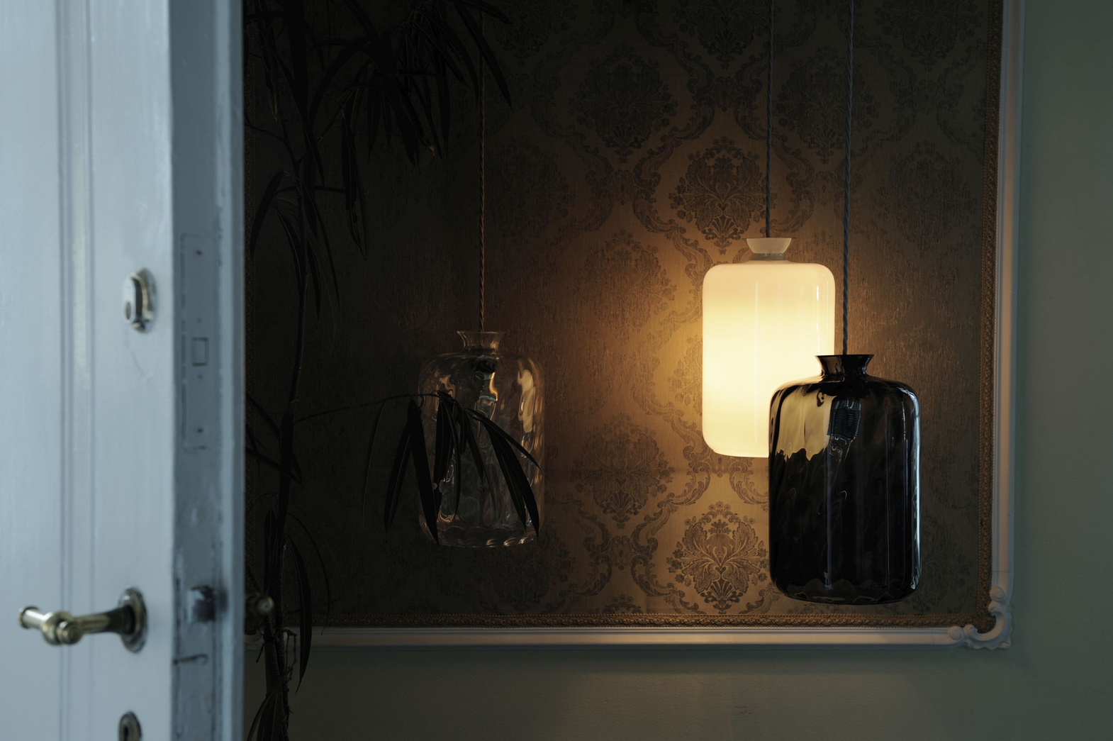 EBB & FLOW :: Lampa wisząca Pillar Platinum Stripes transparentno-brązowa  śr. klosza 19 cm