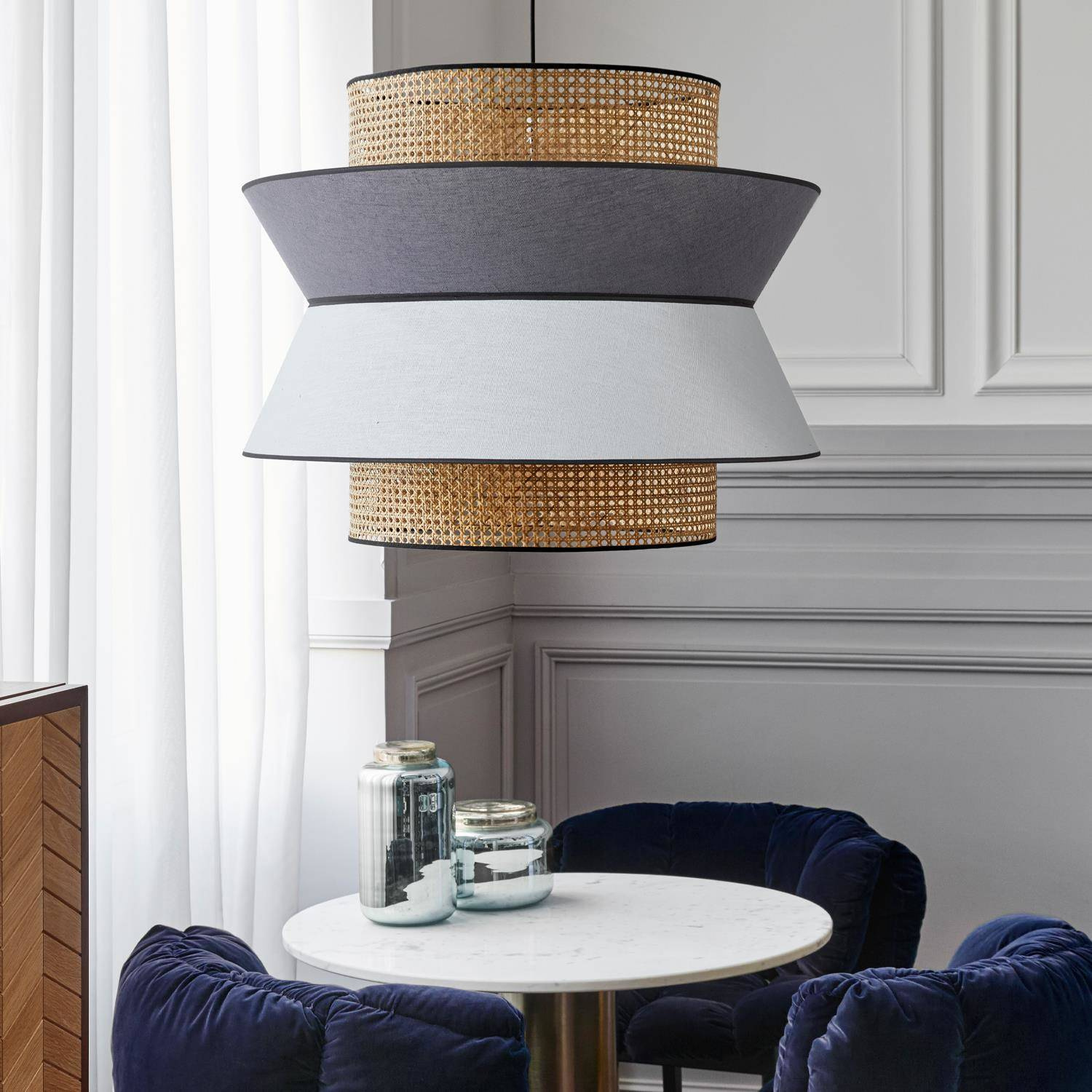 Market Set :: Lampa wisząca Singapour szaro-biała rozm. XXL śr. 78 cm