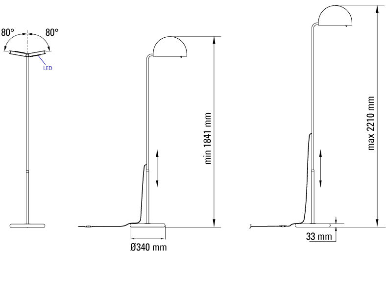 DCW :: Lampa podłogowa Mezzaluna wys. min. 221 cm kolor do wyboru