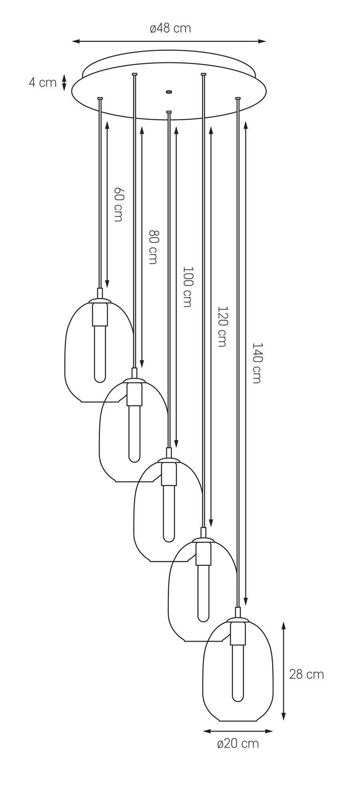 Kaspa :: Lampa wisząca Onyx 5 kloszy czarna