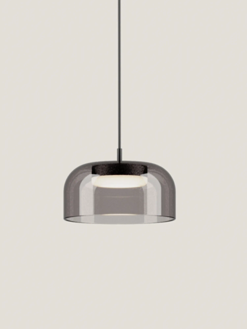 Aromas :: Lampa wisząca Ipon śr. 20 cm dymiony szary klosz / czarny metal