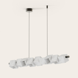 Aromas :: Lampa wisząca Cubic szer.113 cm klosz alabaster / czarny metal