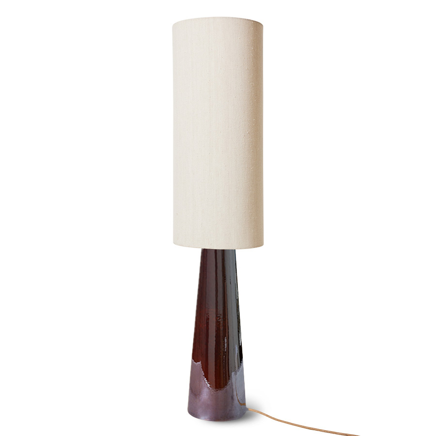 HKLiving: Lampa podłogowa z kloszem boucle wys. 150 cm kamionkowa brązowa z lnianym kloszem