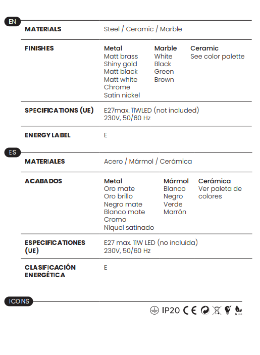 Aromas :: Lampa wisząca Bell śr. 14 cm  Mocca / czarny marmur / chromowane wykończenie