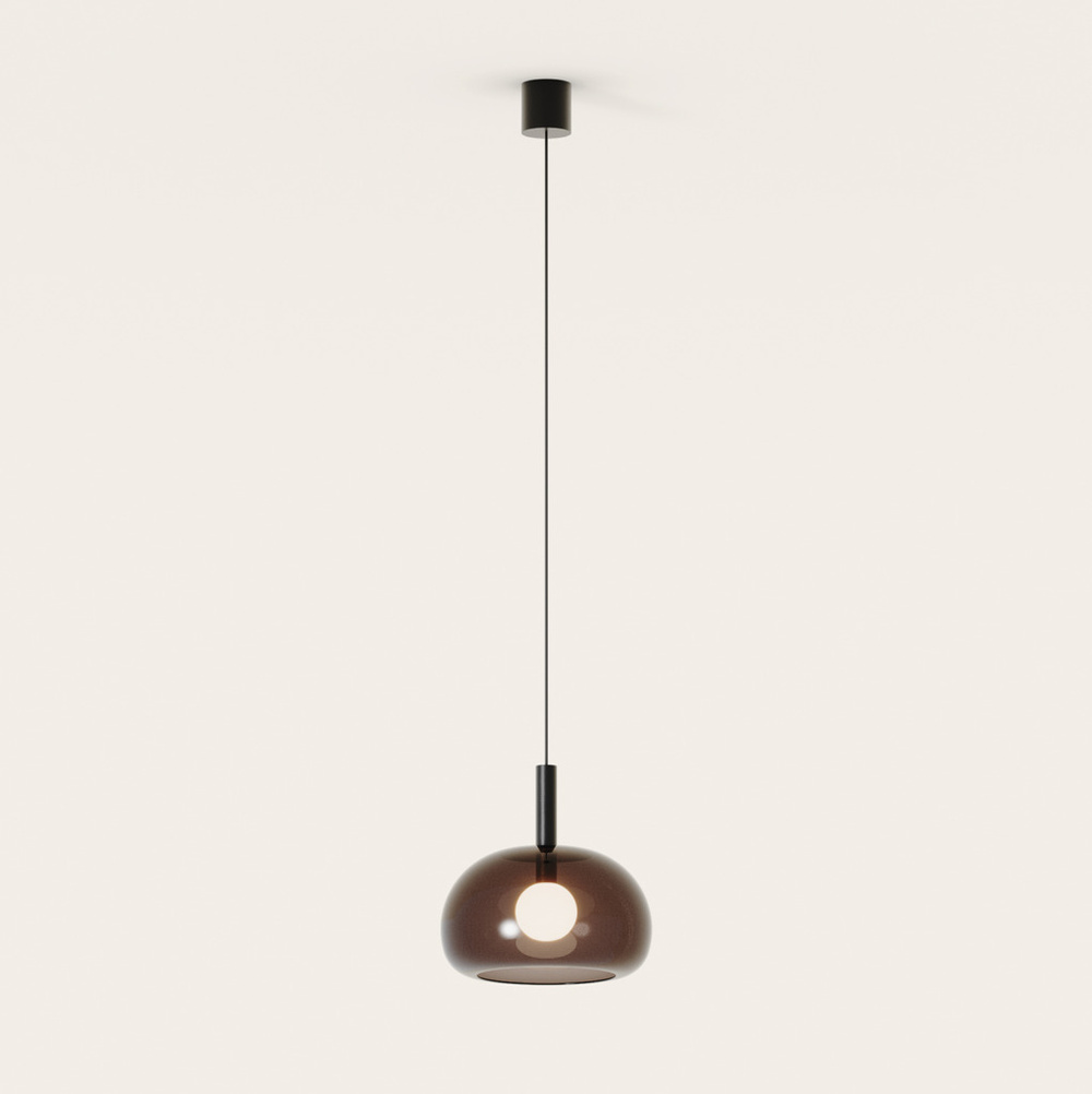 Aromas :: Lampa wisząca Cloud szer. 25 cm klosz zielonkawy brązowy / czarny metal