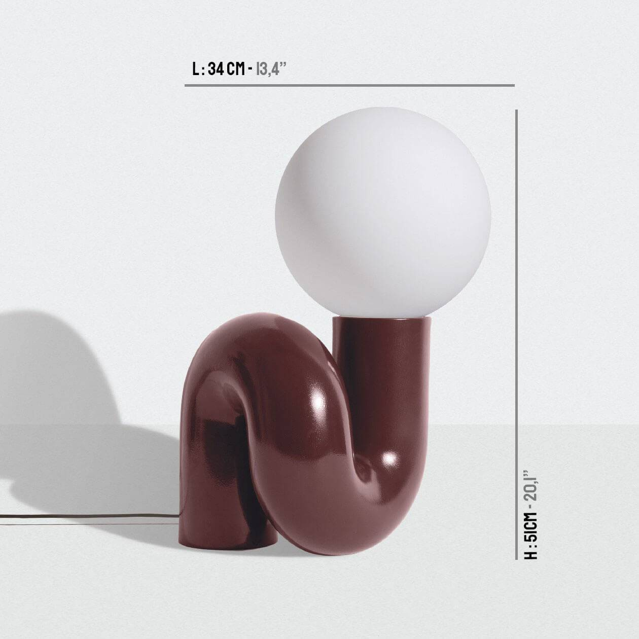 Petite Friture :: Lampa stołowa Neotenic rozm. L wys. 51 cm bordowa