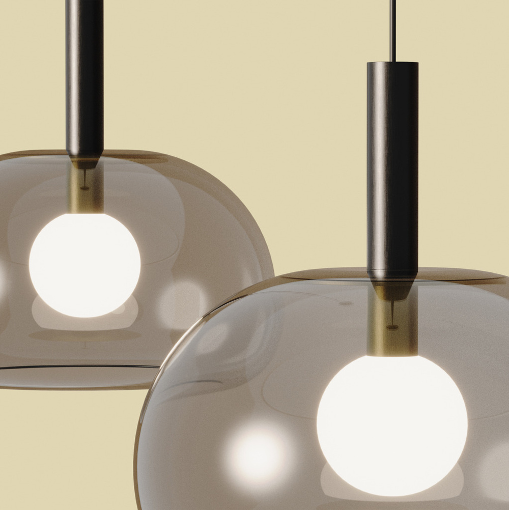 Aromas :: Lampa wisząca Cloud szer. 25 cm klosz zielonkawy brązowy / czarny metal