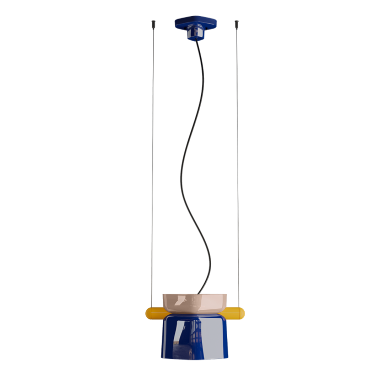 Ferroluce :: Lampa wisząca Yakitori szer. 41 cm ceramiczna kobaltowa