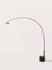 Aromas :: Lampa podłogowa Hinoo wys. 200,3 cm złoty klosz / podstawa czarny marmur