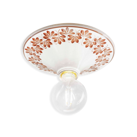 Ferroluce :: Lampa sufitowa Trieste biało-brązowa z dekoracyjnym zdobieniem śr. 25 cm