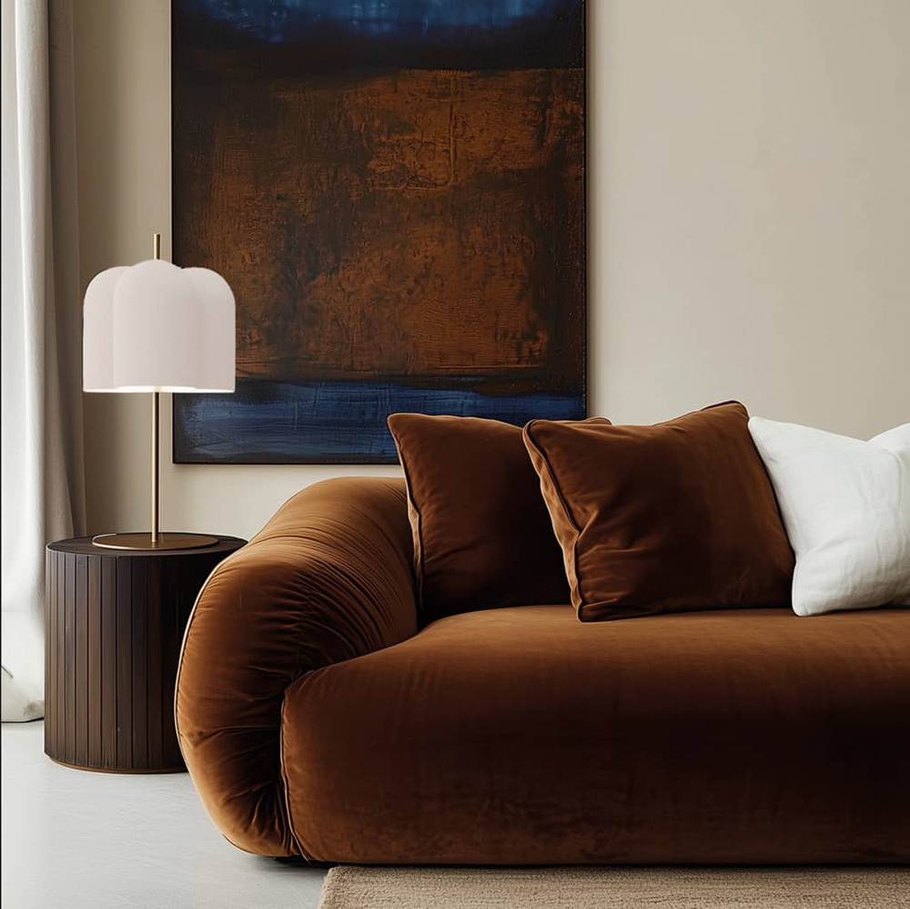 Aromas :: Lampa stołowa Oket wys. 50 cm złoto-biała