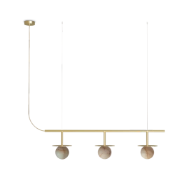 Robin :: Lampa wisząca Royal 3 szer. 90 cm mosiężno-alabastrowa