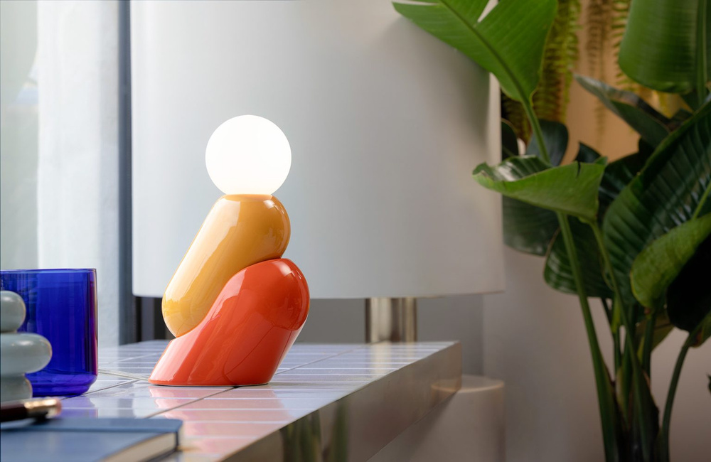 Ferroluce :: Lampa stołowa Tata wys. 22,2 cm żółto-pomarańczowa