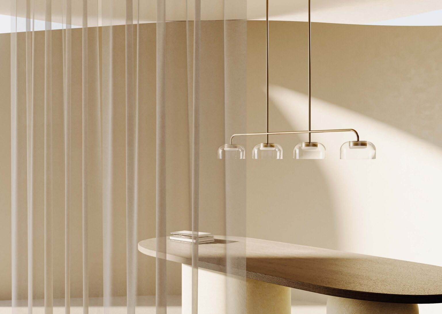 Aromas :: Lampa wisząca Ipon 4 klosze szer. 130 cm bursztynowe klosze/ czarny metal