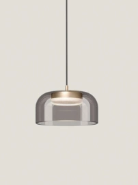 Aromas :: Lampa wisząca Ipon śr. 20 cm dymiony szary klosz / złoty metal