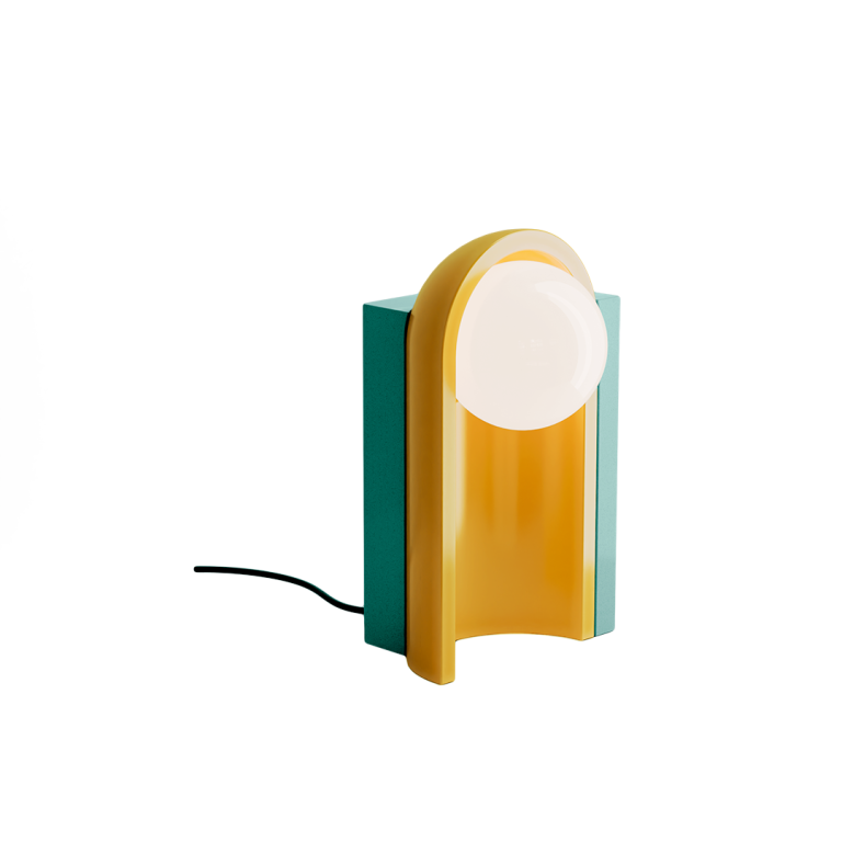 Ferroluce :: Lampa stołowa Cleo wys. 42 cm żółto-turkusowa