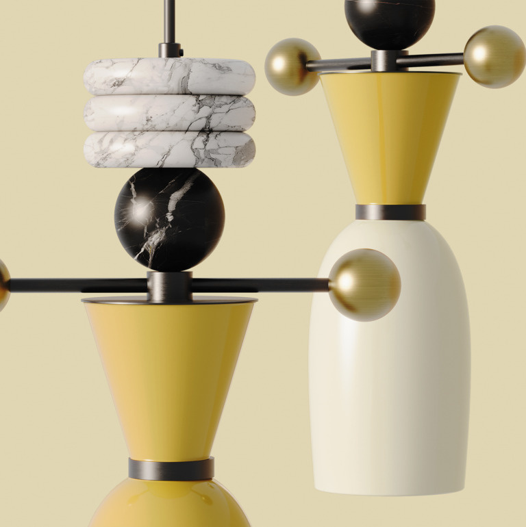 Aromas :: Lampa wisząca Nuro beżowa / biały marmur