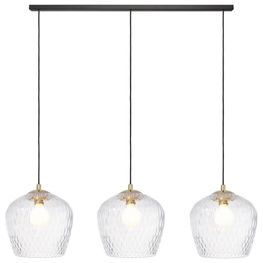 Kaspa :: Lampa wisząca Venus listwa 3 klosze transparentno-czarna