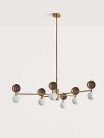Aromas :: Lampa wisząca Dalt brązowy marmur / złoty metal śr. 120 cm