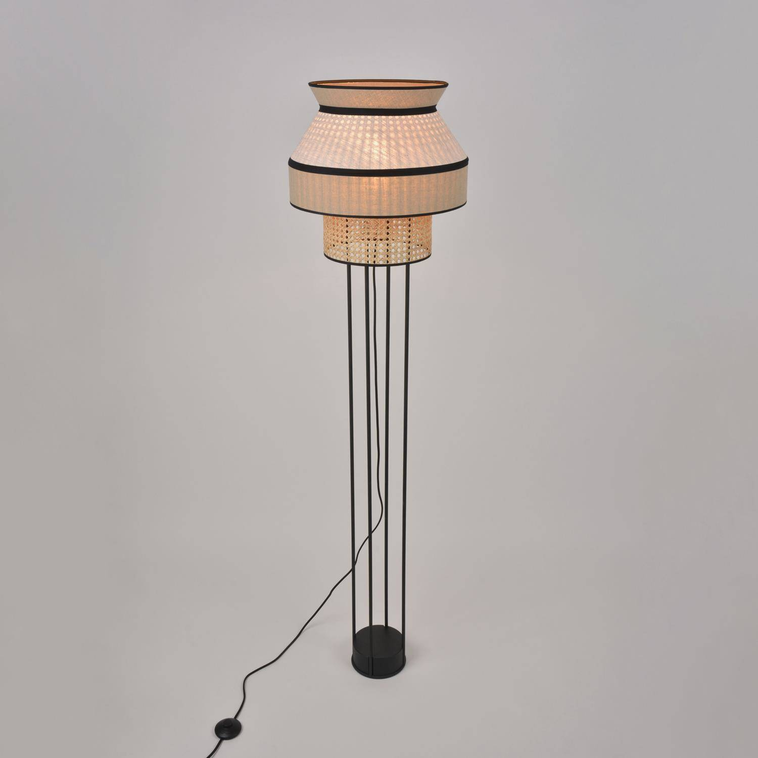 Market Set :: Lampa podłogowa Singapour wzór 2 szaro-beżowa wys. 158 cm