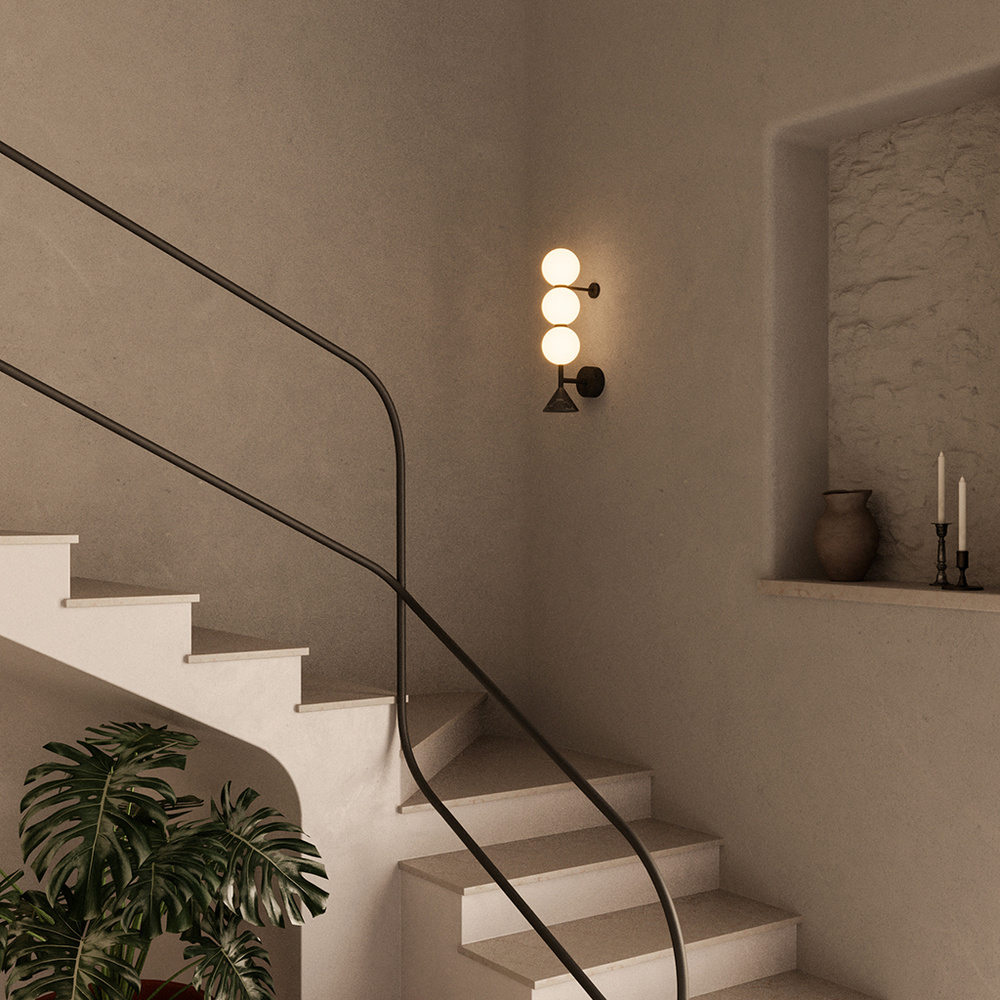 Aromas ::  Lampa ścienna / kinkiet Soko 3 wys. 52 cm złoty metal / biały marmur