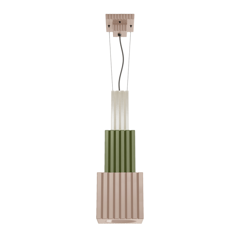 Ferroluce :: Lampa wisząca Metra wys. 66 cm kremowo-zielono-piaskowa