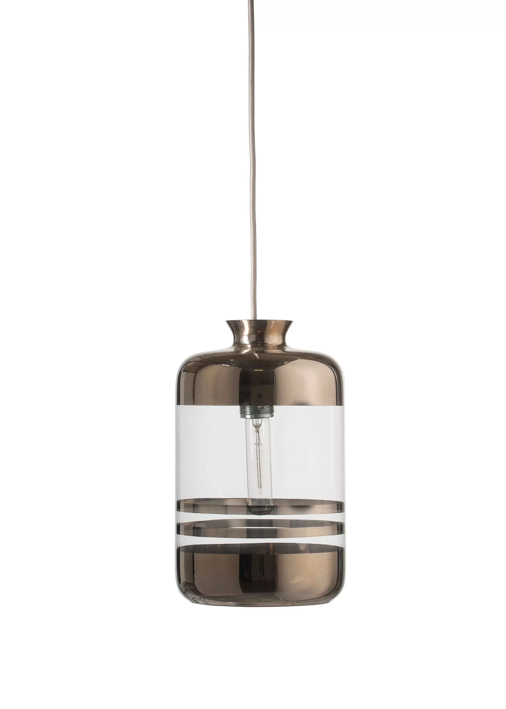 EBB & FLOW :: Lampa wisząca Pillar Platinum Stripes transparentno-brązowa  śr. klosza 19 cm