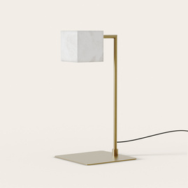 Aromas :: Lampa stołowa Cubic wys. 41 cm klosz alabaster / złoty metal