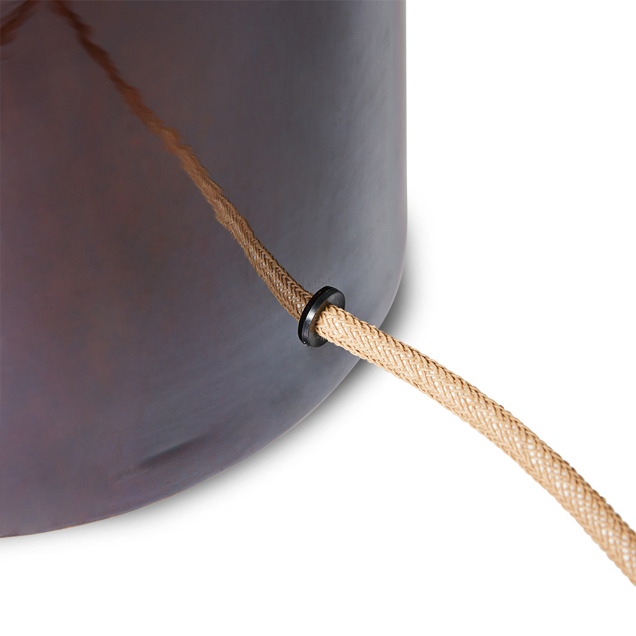 HKLiving: Lampa podłogowa z kloszem boucle wys. 150 cm kamionkowa brązowa z lnianym kloszem
